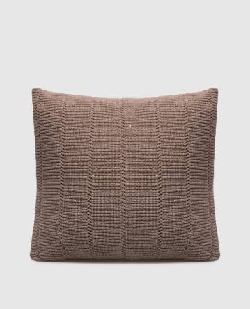 Коричневая подушка из кашемира и шерсти с люрекосмом
