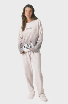 Женская светло-серая пижама (лонгслив, брюки) Серый XL womensecret 3132170
