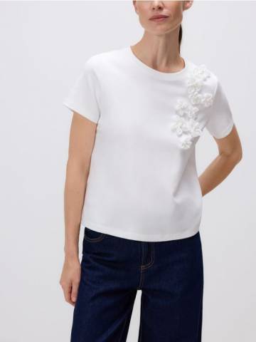 Reserved - LADIES` T-SHIRT - білий - 949ED-00X