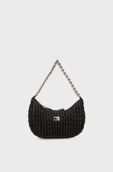 Женская черная сумка ICONIC SHOULDER QUILTED Черный ONESIZE Tommy Jeans AW0AW17302