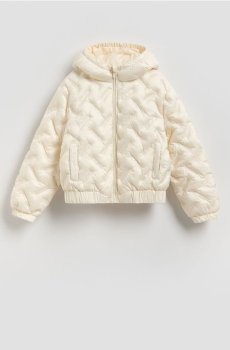 Reserved - Стьобана куртка з капюшоном - кремовий - 422HR-01X