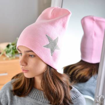 Шапки Lemanta Шапка для дівчаток рожева (звезда серебро) Шапки Lemanta Шапка для дівчаток рожева (звезда серебро)