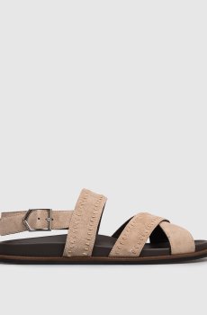 Бежевые замшевые сандалии