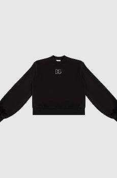 Детский черный свитшот с бусинами