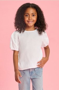 Блуза з обємними рукавами - білий