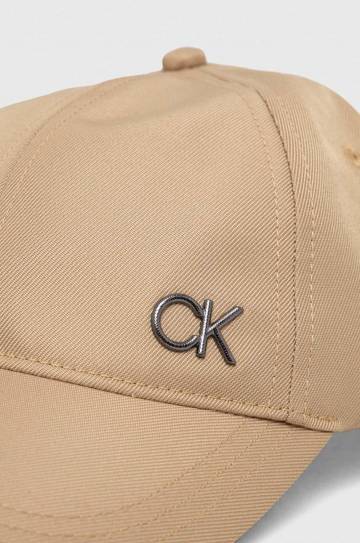 Кепка Calvin Klein цвет бежевый однотонная Кепка Calvin Klein цвет бежевый однотонная