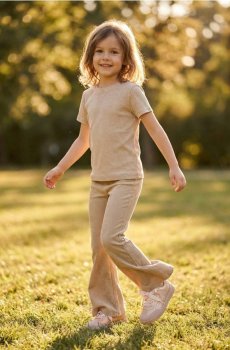 Ребриста футболка з ефектом прання - бежевий