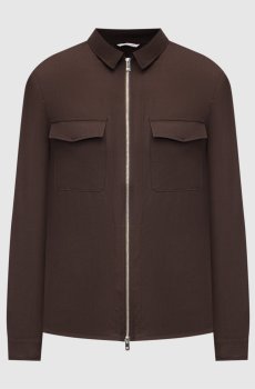 Коричневая рубашка из шерсти и шелка