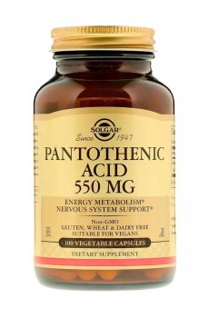 Пантотеновая кислота Solgar Pantothenic Acid 550 мг, 100 вегетарианских капсул