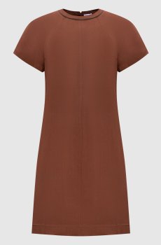 Коричневое платье мини с леном с цепочкой мониль