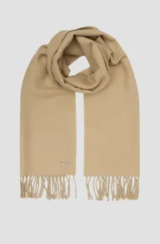 Женский бежевый шерстяной шарф Бежевый ONESIZE BOSS 50517216;260