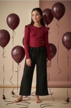 Штани з широкими штанинами - чорний