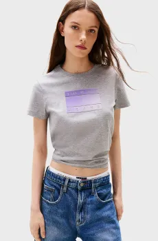 Женская серая футболка GRADIENT FLAG Серый S Tommy Jeans DW0DW20905