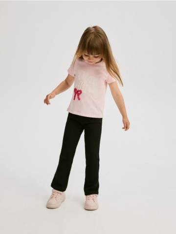 Reserved - Ребристі розкльошені штани - чорний - 875FF-99X