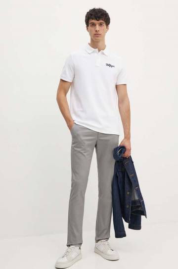 Хлопковое поло Tommy Hilfiger цвет белый с аппликацией MW0MW35603 Хлопковое поло Tommy Hilfiger цвет белый с аппликацией MW0MW35603