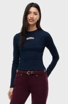 Женский темно-синий лонгслив SLIM ESS LOGO Синий S Tommy Jeans DW0DW23254