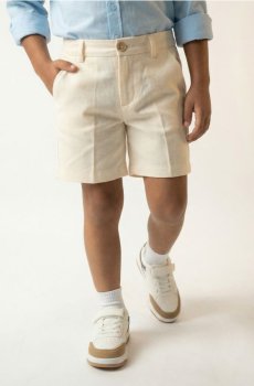 Шорти з домішкою віскози та льону - кремовий