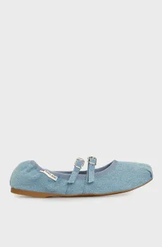 Женские голубые джинсовые балетки Голубой 38 Tommy Jeans EN0EN02782