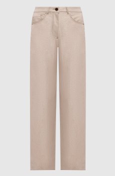 Бежевые брюки с люрексом