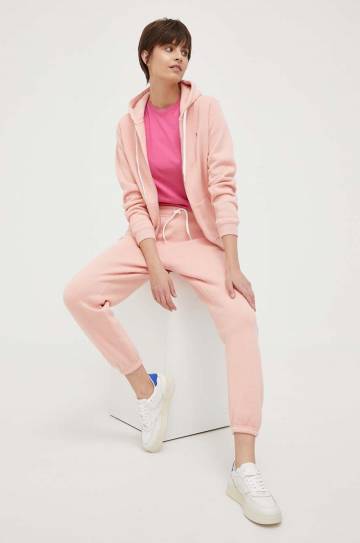 Спортивные штаны Polo Ralph Lauren цвет розовый однотонные Спортивные штаны Polo Ralph Lauren цвет розовый однотонные