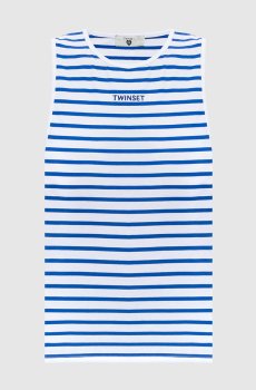 Белый топ в полоску с вышивкой логотипа