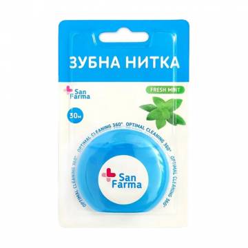 Зубная нить San Farma Свежесть мяты, 30 м