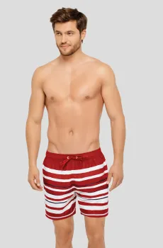 Мужские красные плавательные шорты в полоску Красный M MARC&ANDRE MS20-01