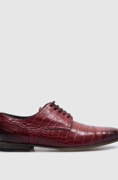 Красные дерби из кожи крокодила