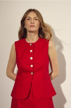 Reserved - Жилет з льоном - червоний - 533AO-33X