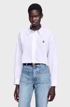 Женская белая рубашка Белый M Sandro SFPCM01076_whiteFW25