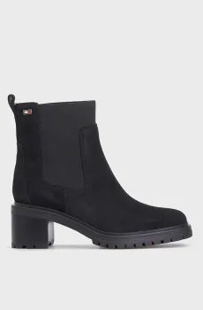 Женские черные замшевые ботильоны FLAG MID HEEL SUEDE Черный 36 Tommy Hilfiger FW0FW08429