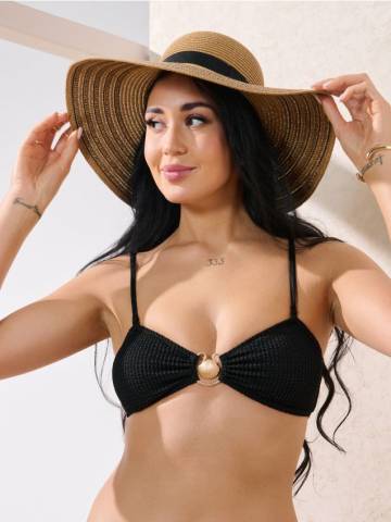 Верх від бікіні із золотими прикрасами - чорний