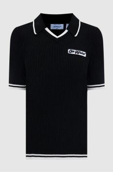 Черное поло в рубчик с логотипом
