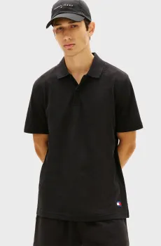 Мужское черное поло REG WAFFLE Черный L Tommy Jeans DM0DM22703
