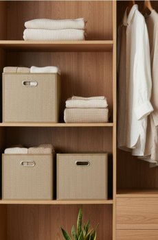 Складна коробка для зберігання з ручкою - бежевий