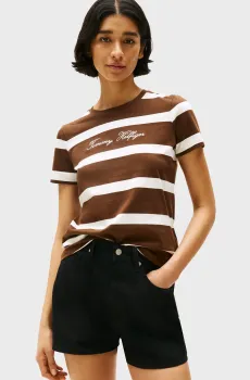 Женская футболка в полоску SCRIPT REG C-NK Разноцветный S Tommy Hilfiger WW0WW45746