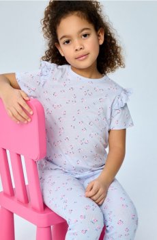 Бавовняна футболка з принтом - блакитний