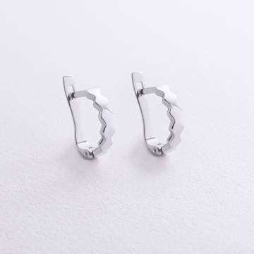 Серьги из белого золота на английской застежке с06387 Серьги из белого золота на английской застежке с06387