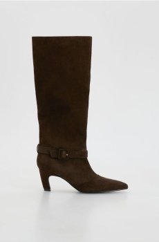 Reserved - Високі шкіряні чоботи на підборах - темно коричневий - 022IJ-89X
