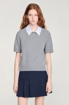 Женский серый шерстяной джемпер Серый S Sandro SFPPU02773_Grey