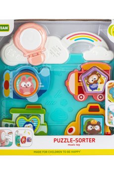 Музыкальная игрушка Baby Team Пазл-сортер Транспорт, от 9 месяцев, голубая (8648)