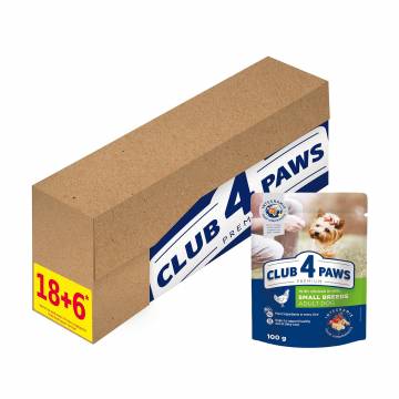 Влажный корм для взрослых собак малых пород Club 4 Paws Premium Курица в желе, 18+6*100 г Влажный корм для взрослых собак малых пород Club 4 Paws Premium Курица в желе, 18+6*100 г