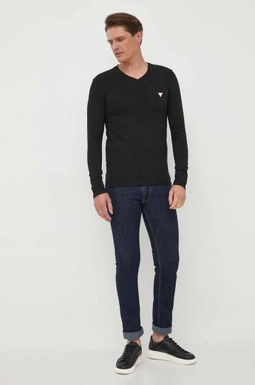 Лонгслив Guess мужской цвет чёрный однотонный Лонгслив Guess мужской цвет чёрный однотонный