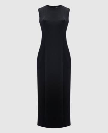 Черное платье с шерстью с фактурными элементами