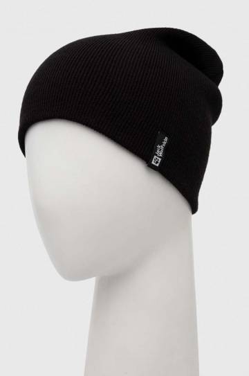 Шапка Jack Wolfskin цвет чёрный из толстого трикотажа Шапка Jack Wolfskin цвет чёрный из толстого трикотажа