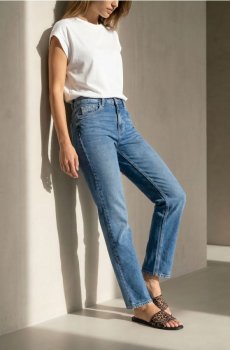 Джинси Comfort Straight З Ефектом Прання - темно-синій