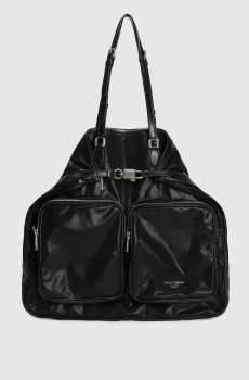 Черная кожаная сумка-трансформер с логотипом