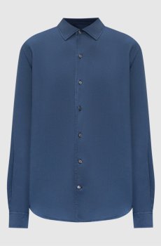 Синяя рубашка с шелком