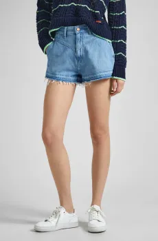 Женские голубые джинсовые шорты A-LINE Голубой 28 Pepe Jeans PL801114