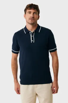 Мужское темно-синее поло Knitted polo with tippings Синий M Mexx MF006602251M
